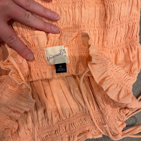 Universal Thread smocked creamsicle orange peplum top with tie straps - Picture 5 of 5